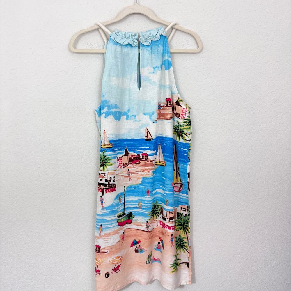 London Times Womens Halter Sun Dress Size 12 Linen Blend Beach Summer Resort - Picture 3 of 9